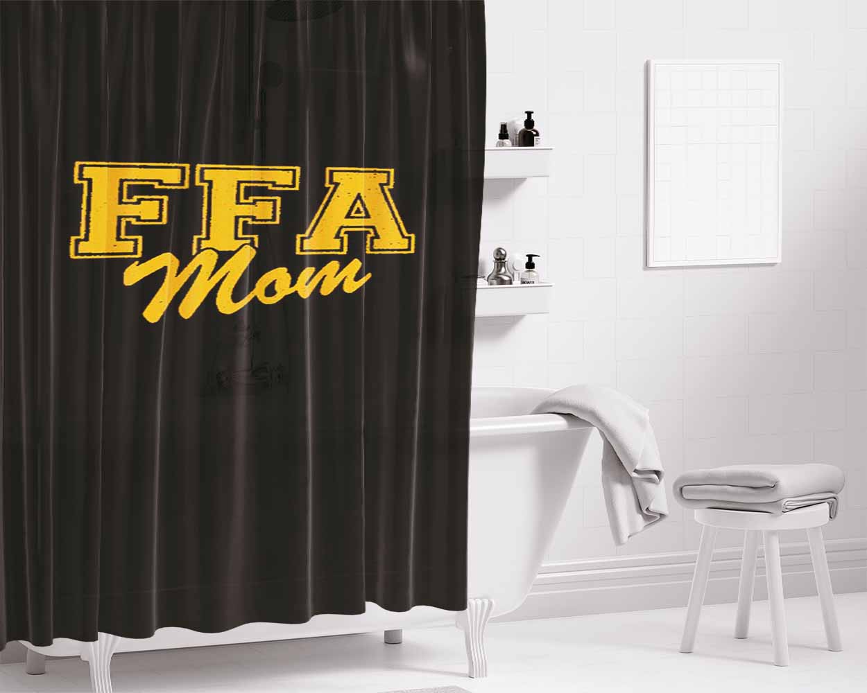 Ffa Mom Sparkle Bathroom Shower Curtain Fabric Waterproof | 66 X 72 Inch