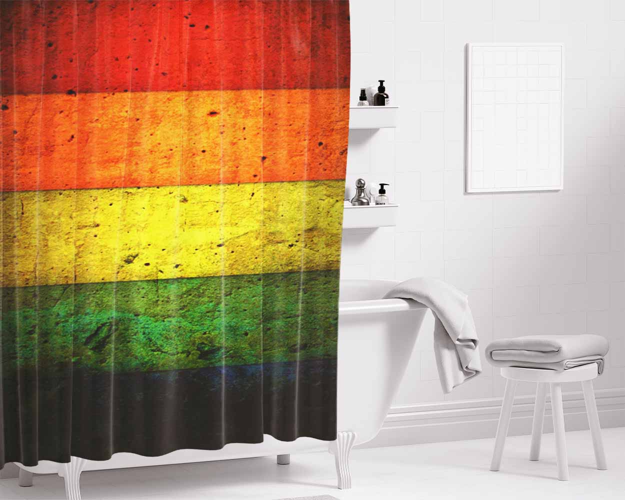 Five Wall Colors Bathroom Shower Curtain Fabric Waterproof | 66 X 72 Inch