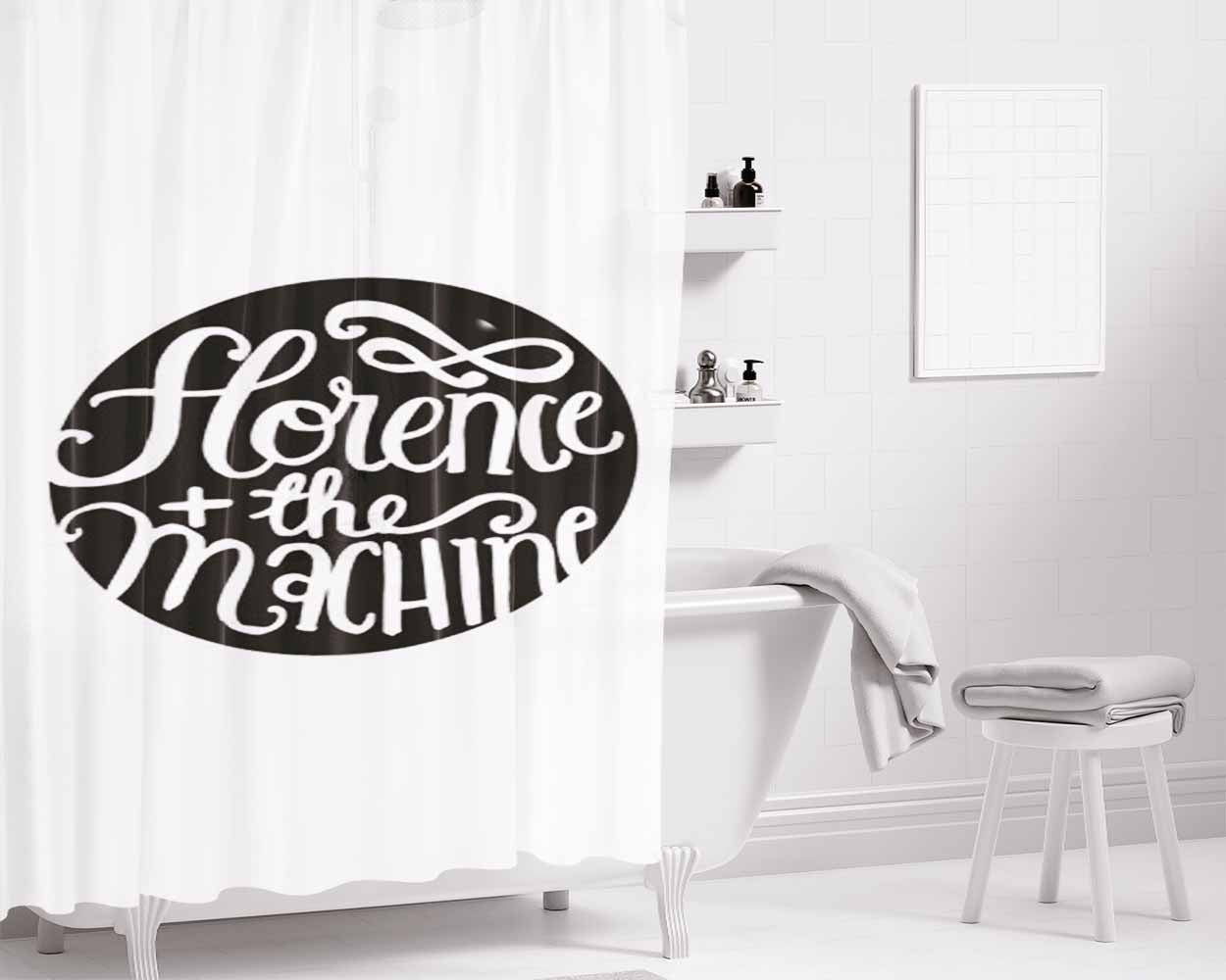 Florence Logo Bathroom Shower Curtain Fabric Waterproof | 66 X 72 Inch