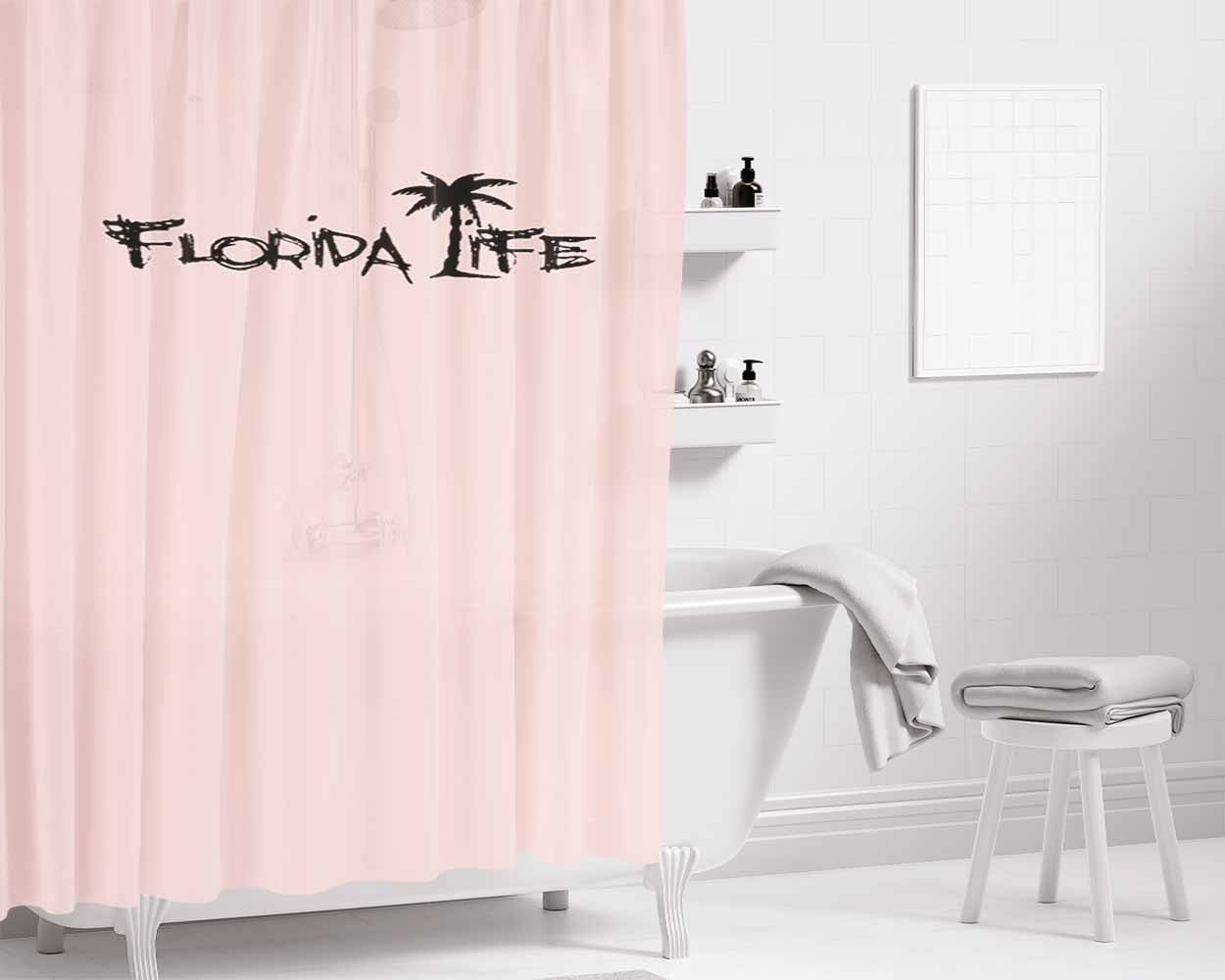 Florida Grown Life Palm Tree Beach Bathroom Shower Curtain Fabric Waterproof | 66 X 72 Inch