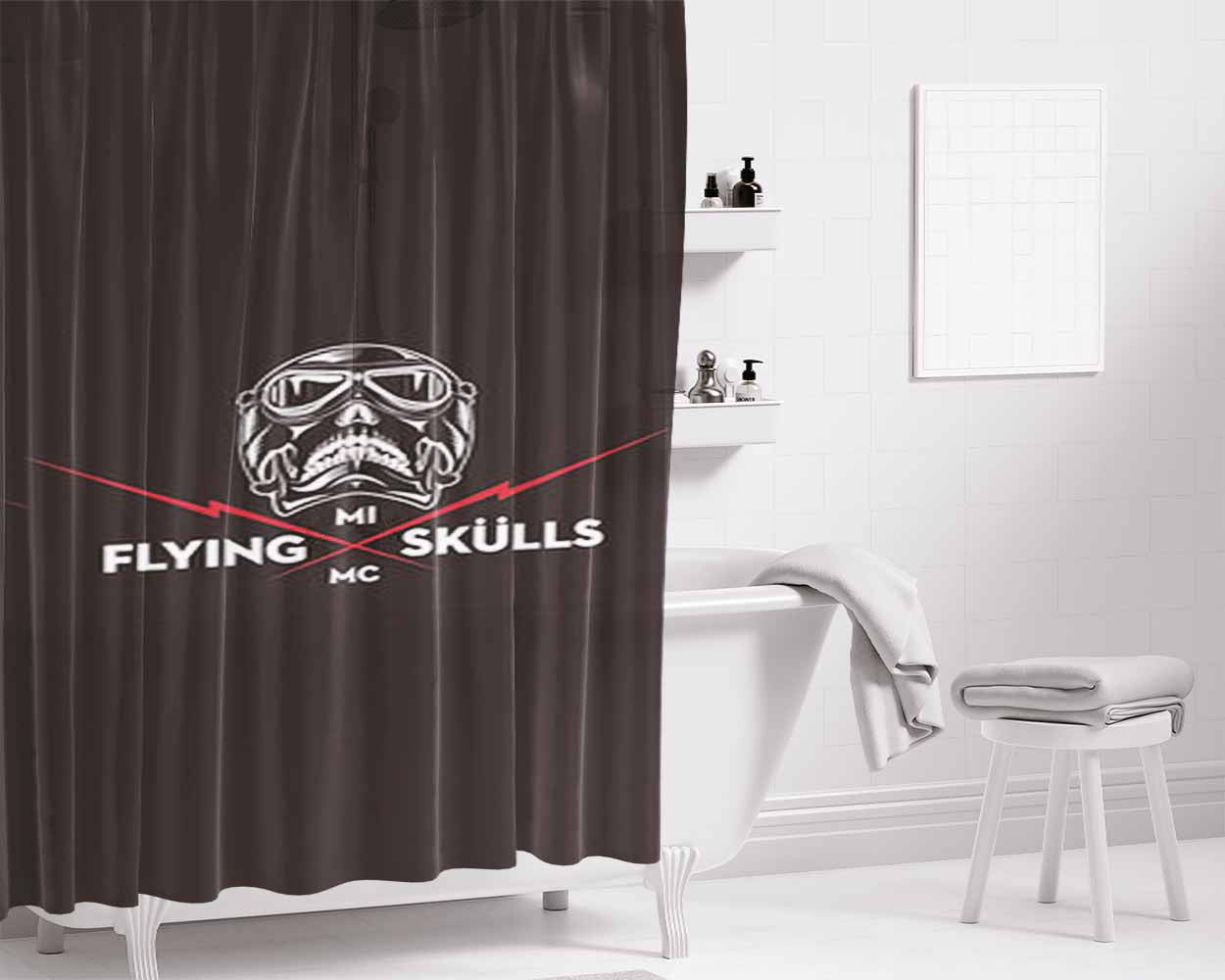 Flying Skulls Bathroom Shower Curtain Fabric Waterproof | 66 X 72 Inch