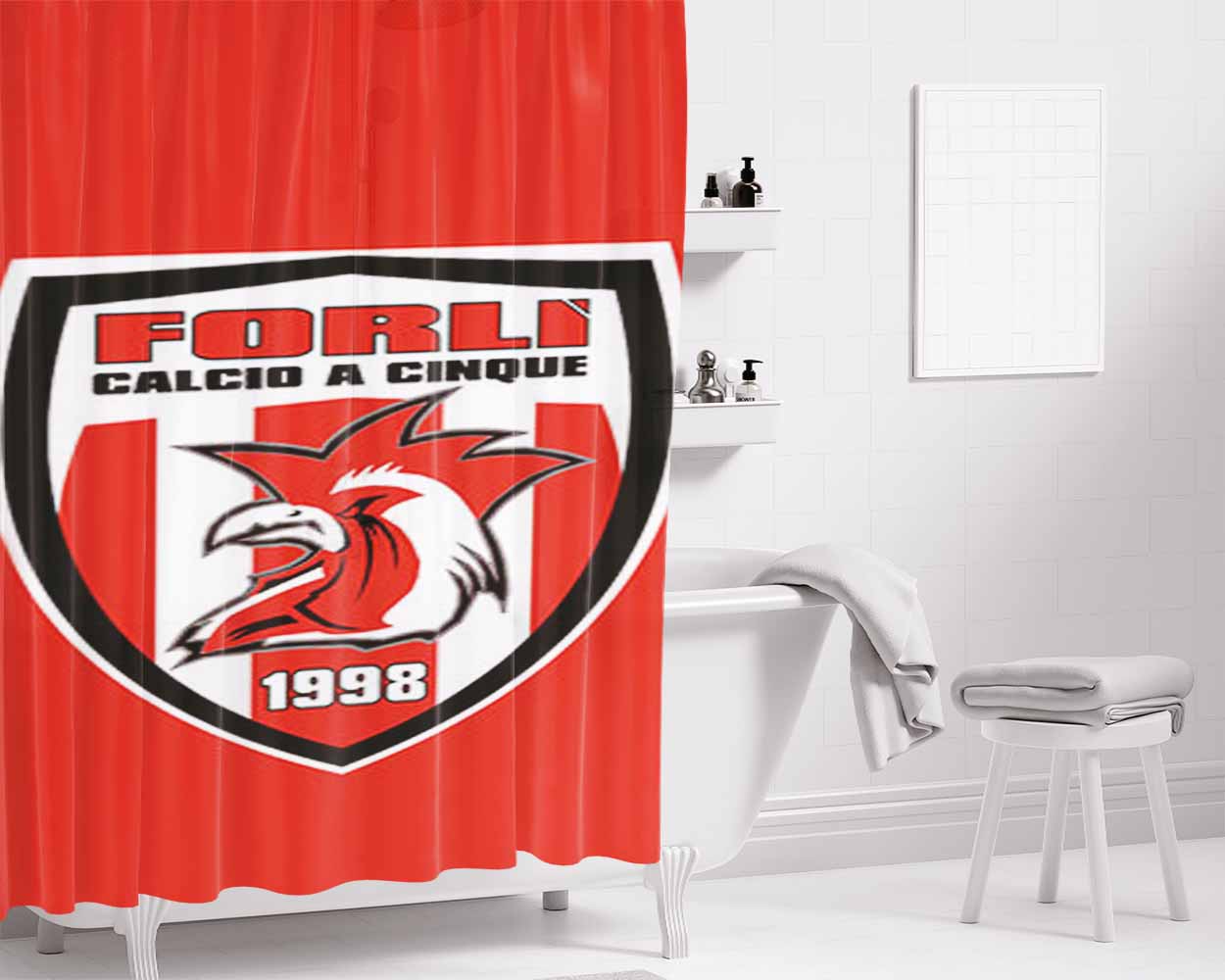Forli Calcio A Cinque Logo Bathroom Shower Curtain Fabric Waterproof | 66 X 72 Inch
