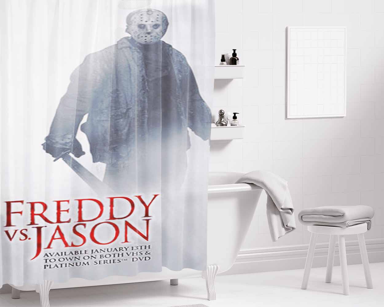 Freddy Vs Jason Bathroom Shower Curtain Fabric Waterproof | 66 X 72 Inch