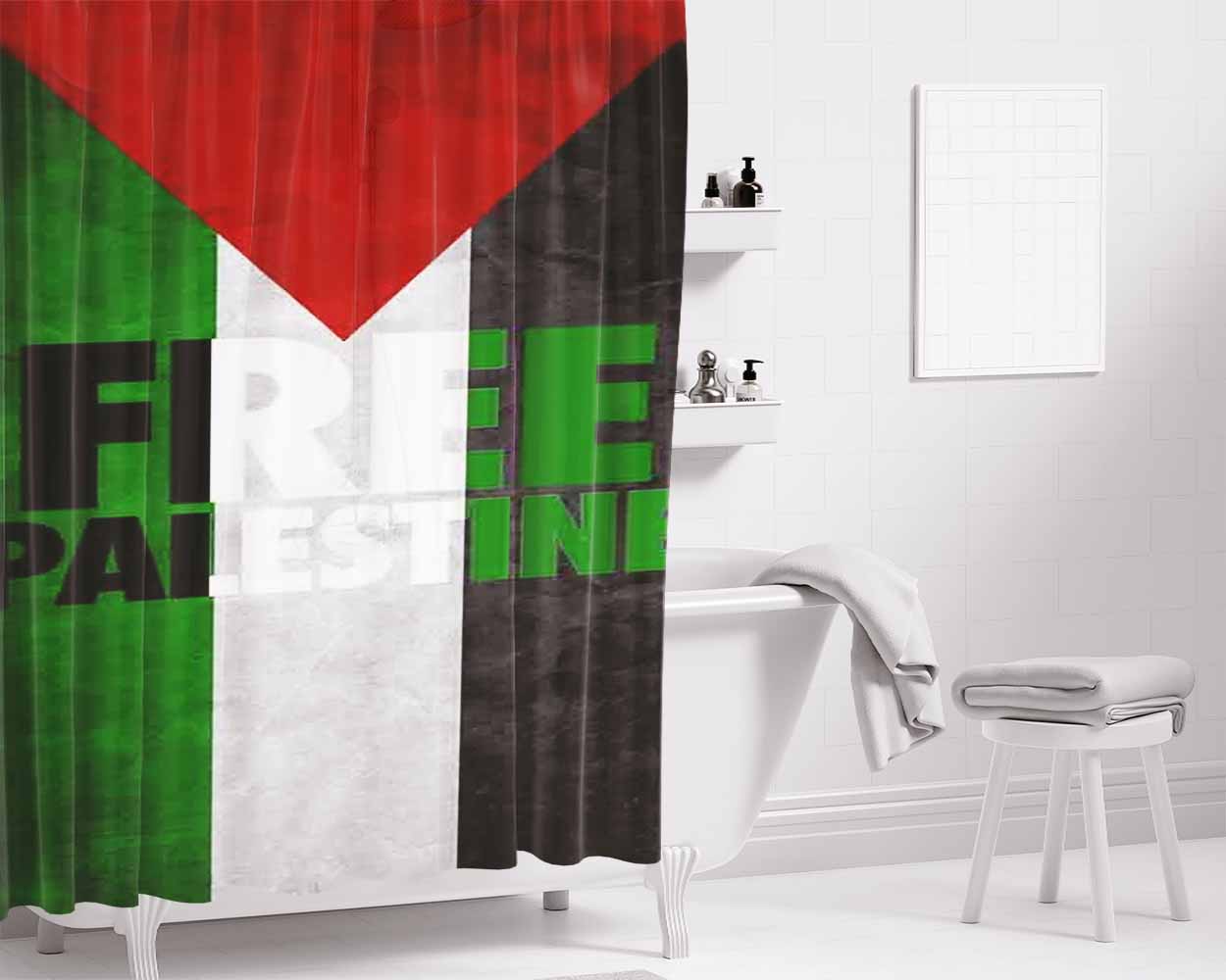 Free Palestine Bathroom Shower Curtain Fabric Waterproof | 66 X 72 Inch