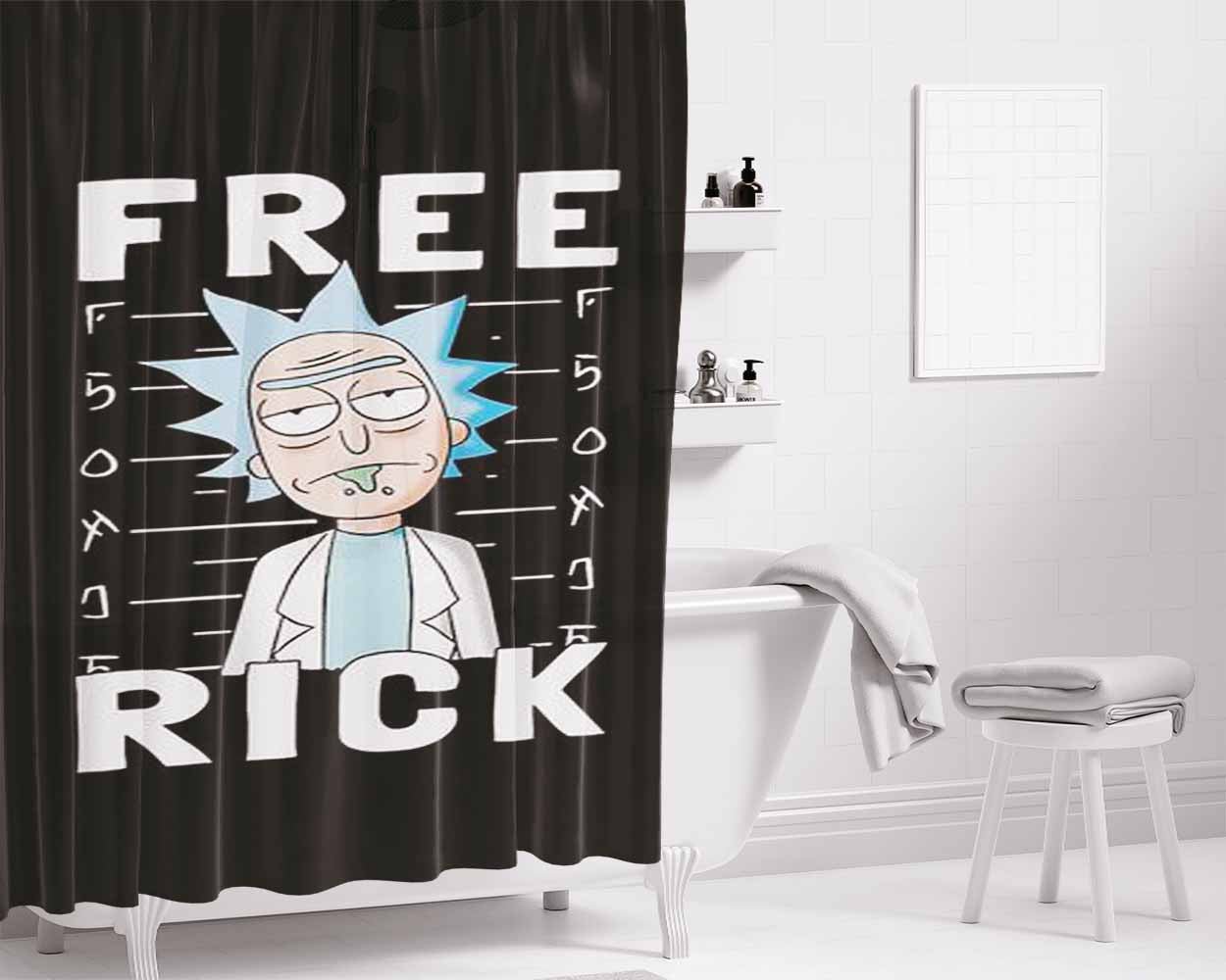 Free Rick Bathroom Shower Curtain Fabric Waterproof | 66 X 72 Inch