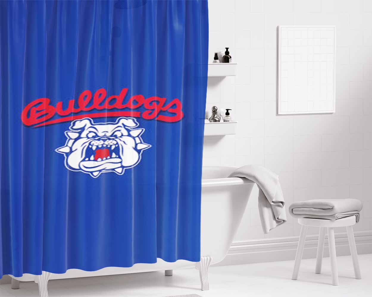 Fresno State Bulldogs Bathroom Shower Curtain Fabric Waterproof | 66 X 72 Inch