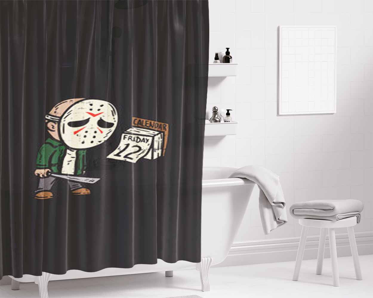 Friday 12Th Halloween Bathroom Shower Curtain Fabric Waterproof | 66 X 72 Inch