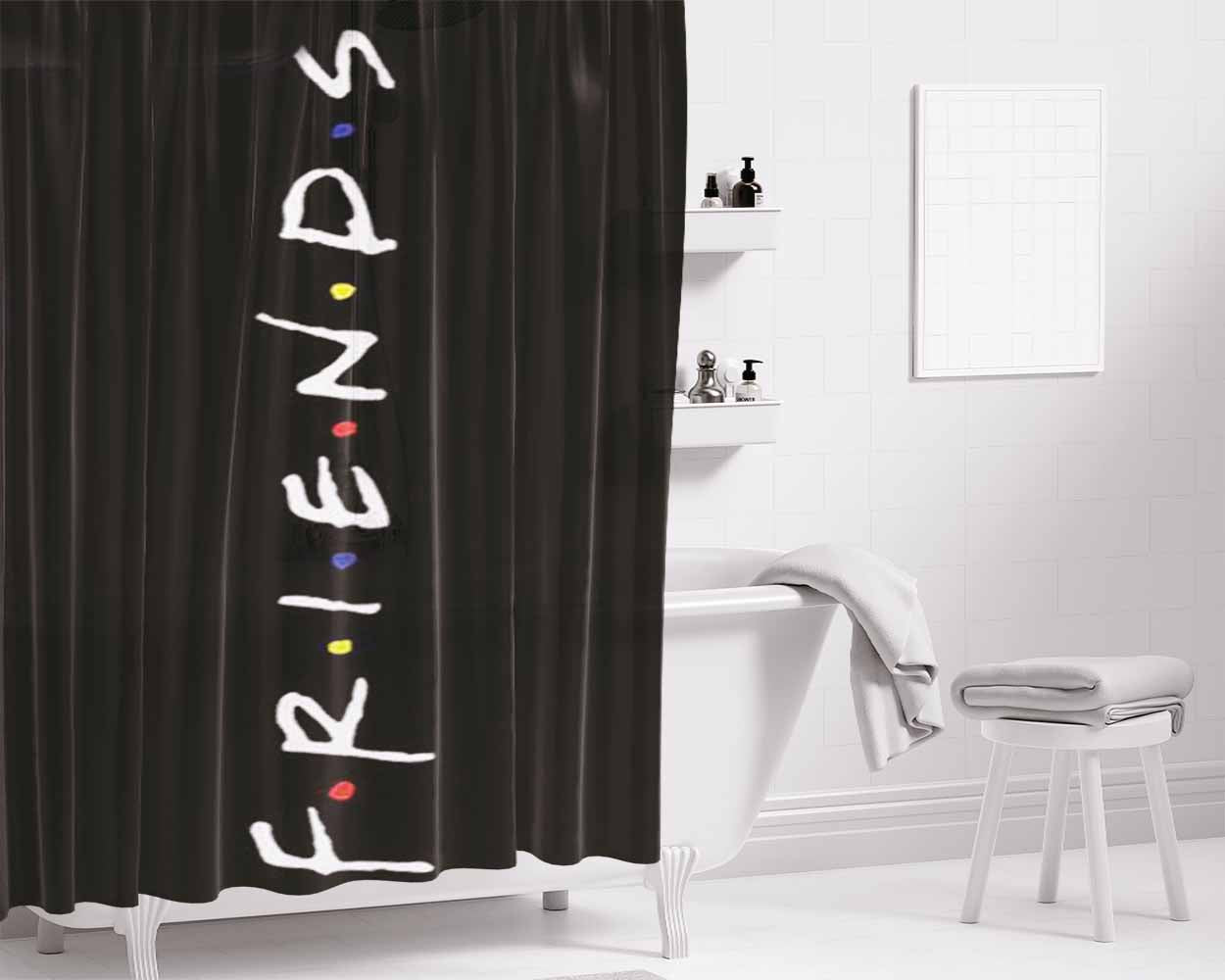 Friends Sign Bathroom Shower Curtain Fabric Waterproof | 66 X 72 Inch