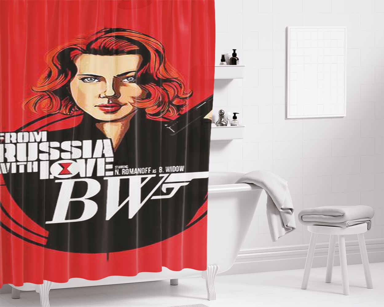 From Russia With Love Bathroom Shower Curtain Fabric Waterproof | 66 X 72 Inch