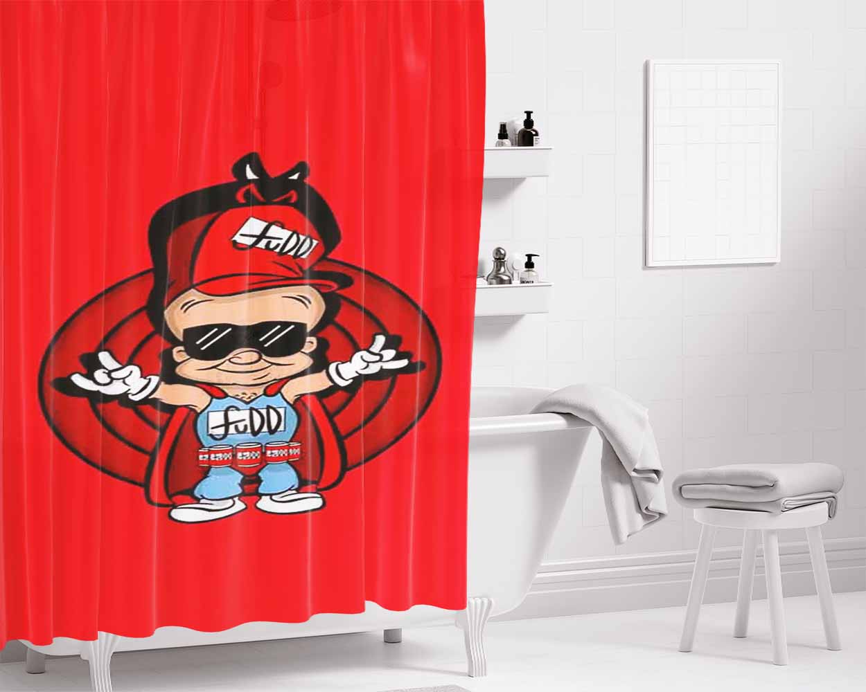 Fudd Bathroom Shower Curtain Fabric Waterproof | 66 X 72 Inch