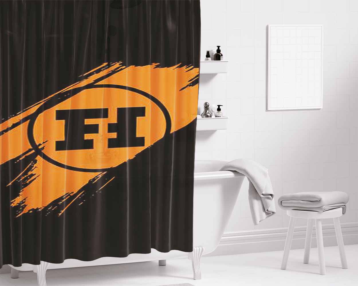 Funhaus Brush Stroke Bathroom Shower Curtain Fabric Waterproof | 66 X 72 Inch