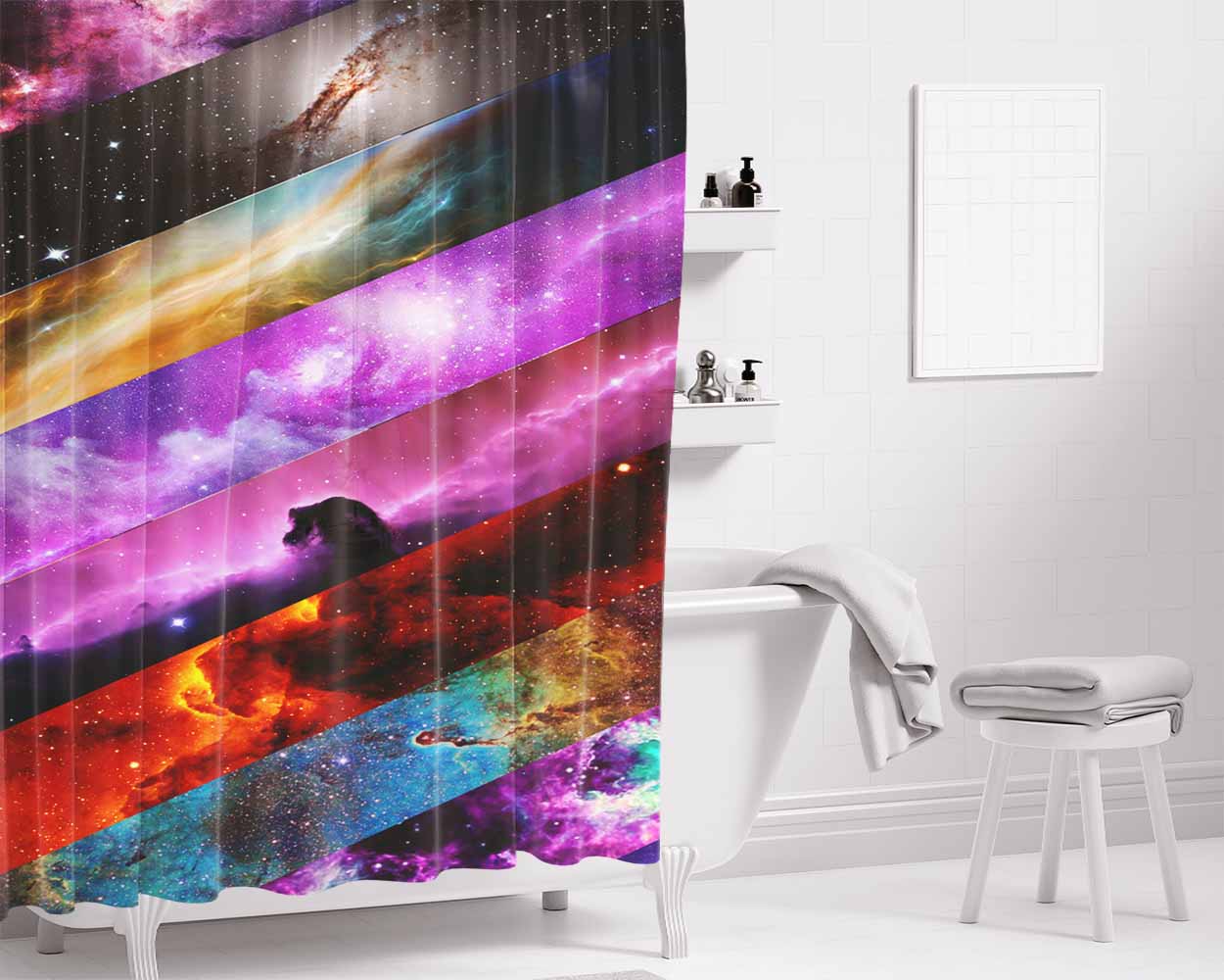 Galaxy Bathroom Shower Curtain Fabric Waterproof | 66 X 72 Inch