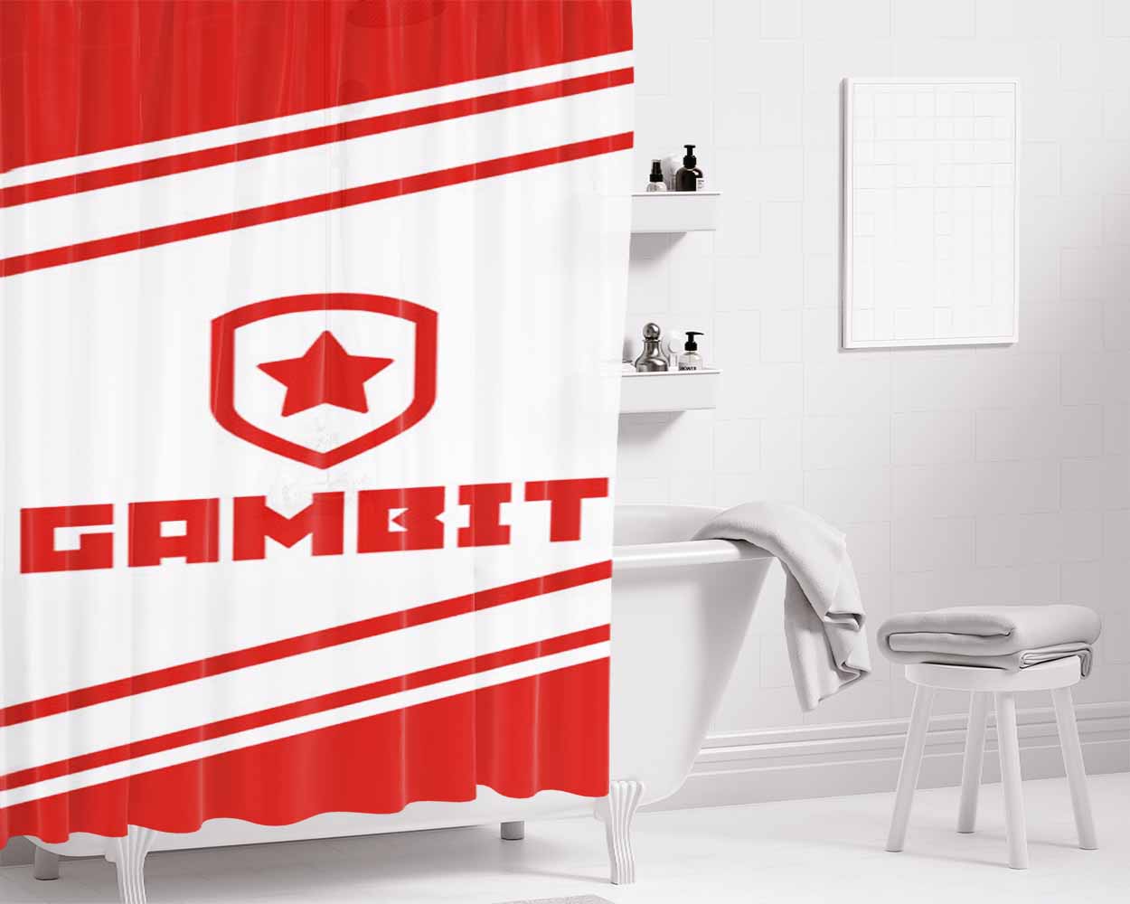 Gambit Logo Bathroom Shower Curtain Fabric Waterproof | 66 X 72 Inch