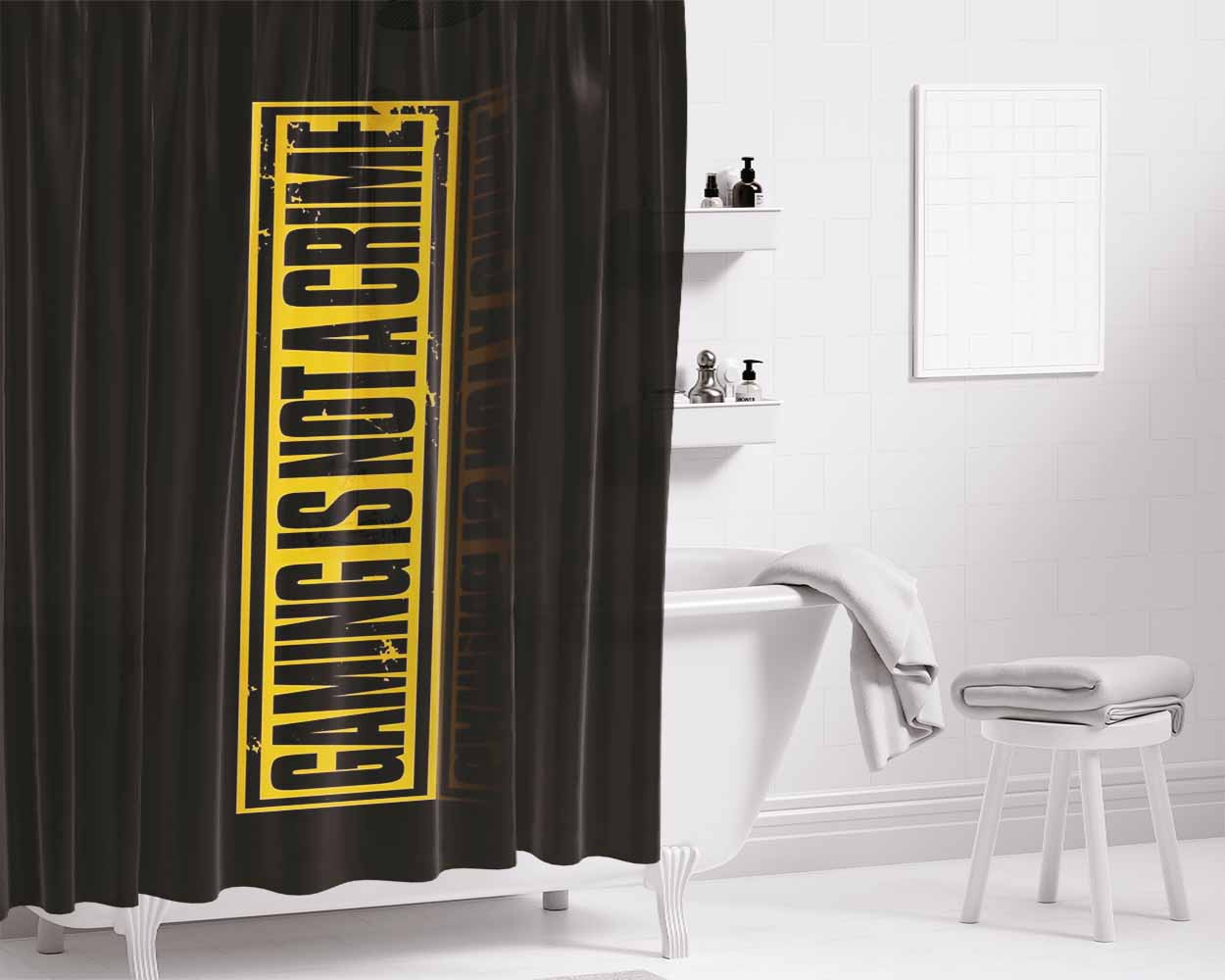 Gaming Is Not A Crime Bathroom Shower Curtain Fabric Waterproof | 66 X 72 Inch