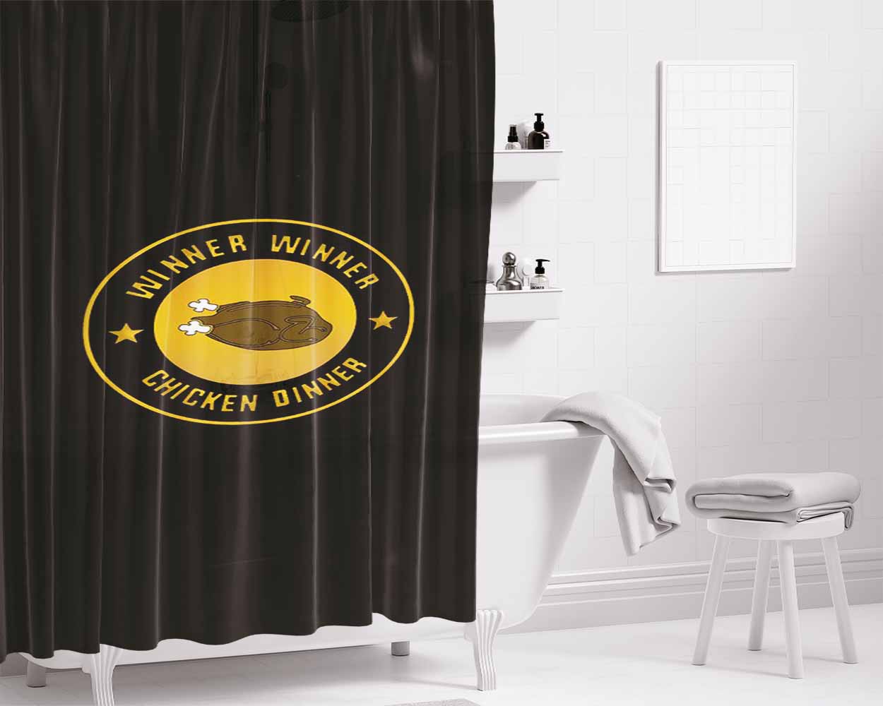 Gift For Chef Winner Chicken Dinner Bathroom Shower Curtain Fabric Waterproof | 66 X 72 Inch