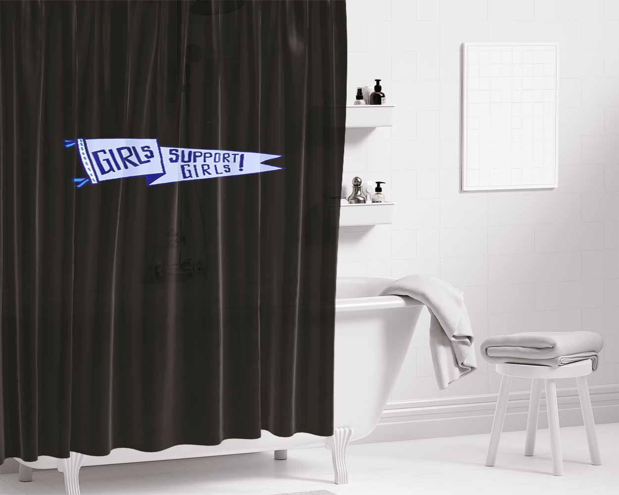Girls Support Girls Girl Power Bathroom Shower Curtain Fabric Waterproof | 66 X 72 Inch
