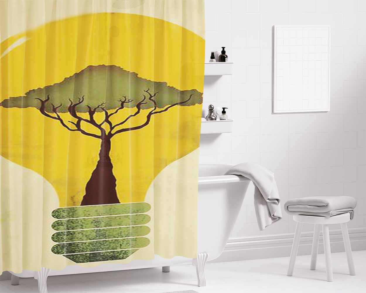 Global Issue 2 Bathroom Shower Curtain Fabric Waterproof | 66 X 72 Inch