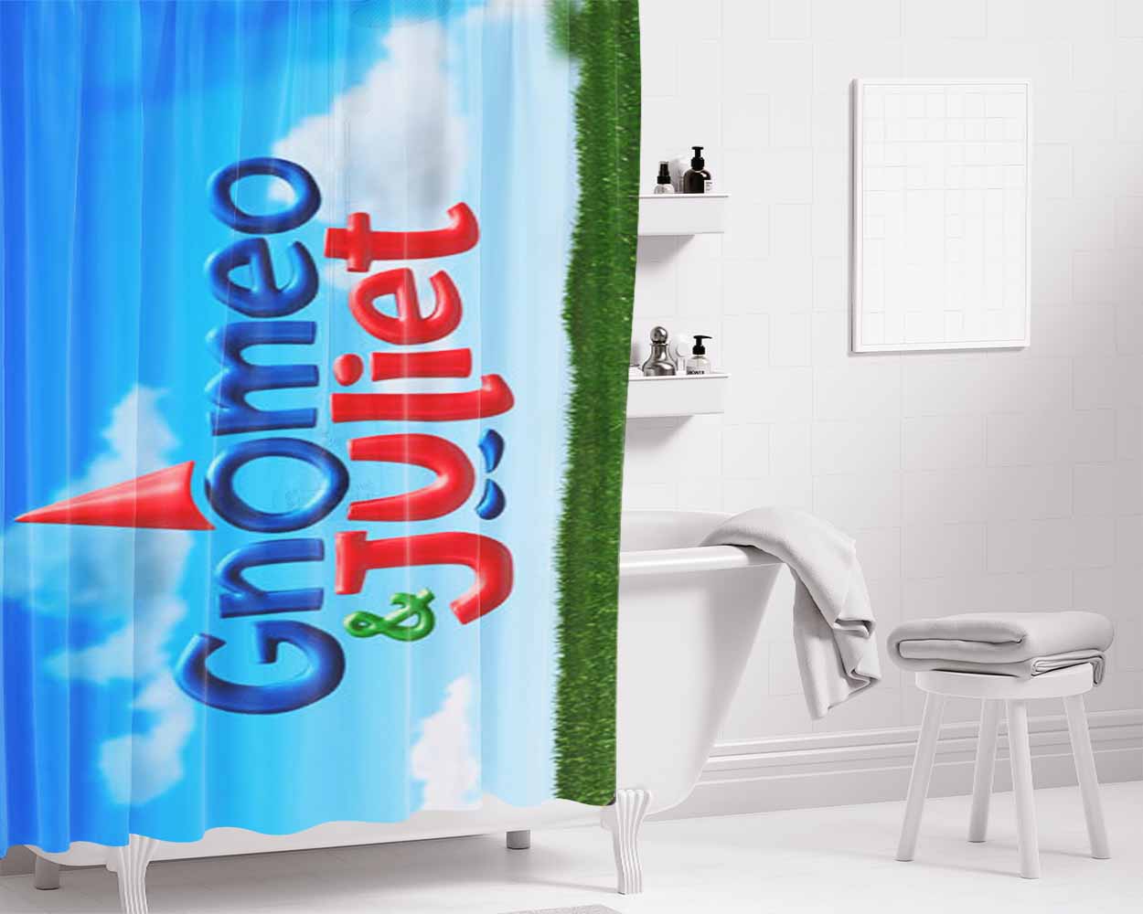 Gnomeo And Juliet Bathroom Shower Curtain Fabric Waterproof | 66 X 72 Inch