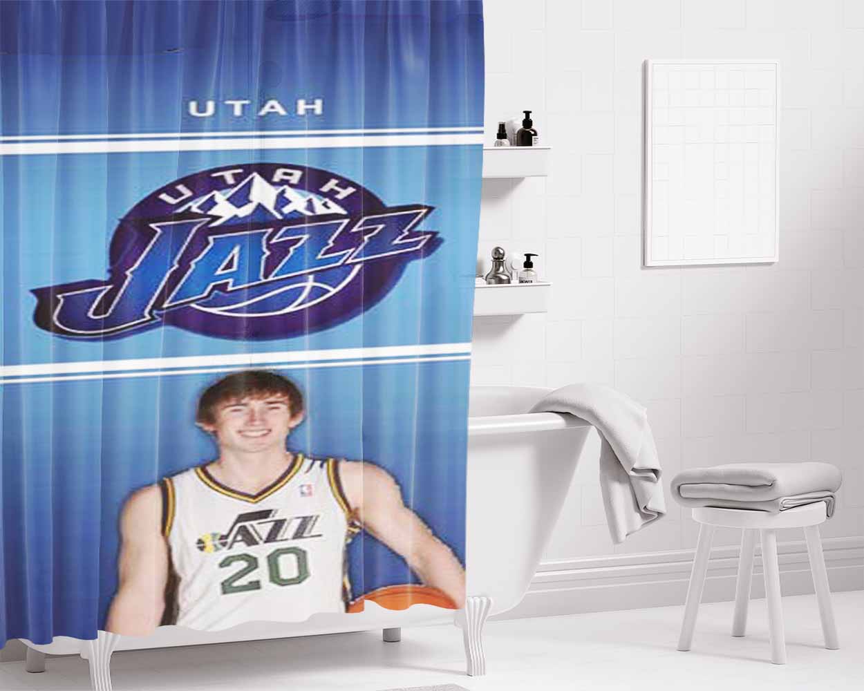 Gordon Hayward Jazz Banner Bathroom Shower Curtain Fabric Waterproof | 66 X 72 Inch