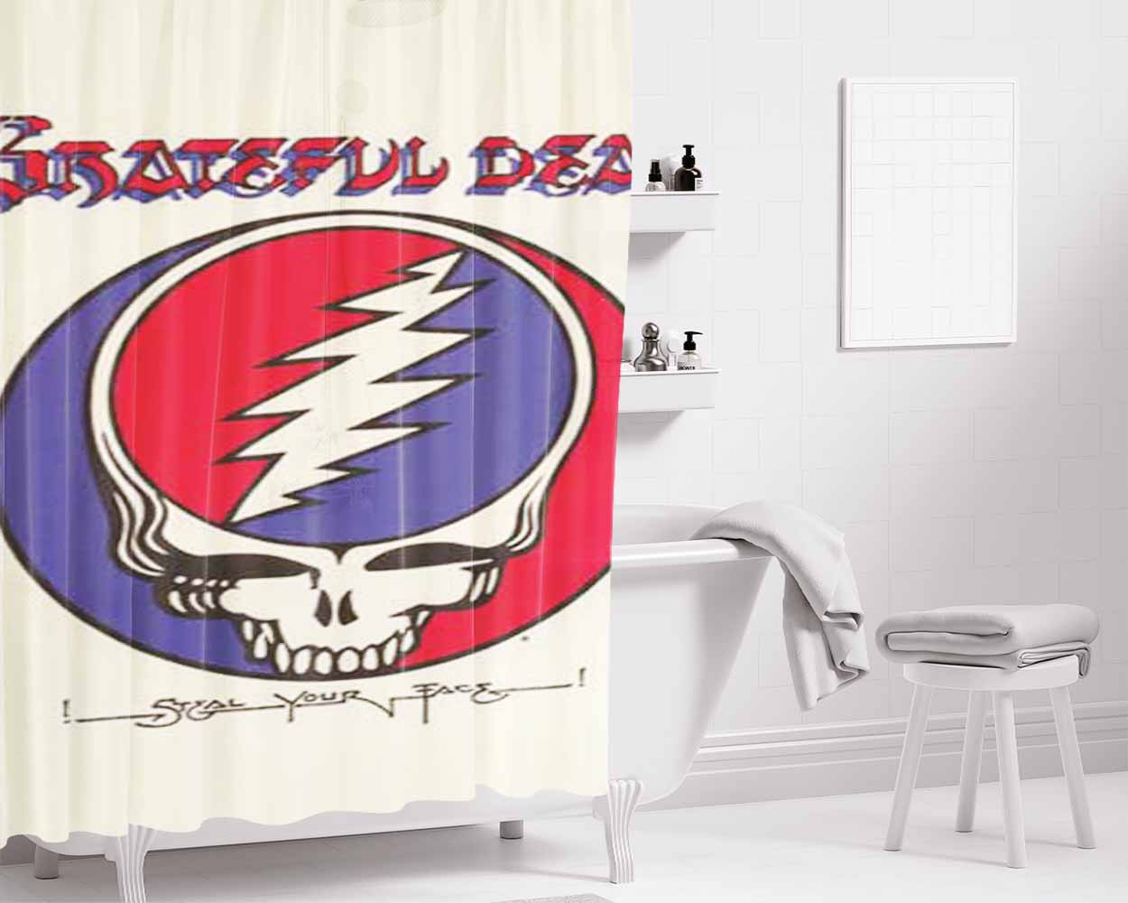 Grateful Dead I Steal Your Face Bathroom Shower Curtain Fabric Waterproof | 66 X 72 Inch