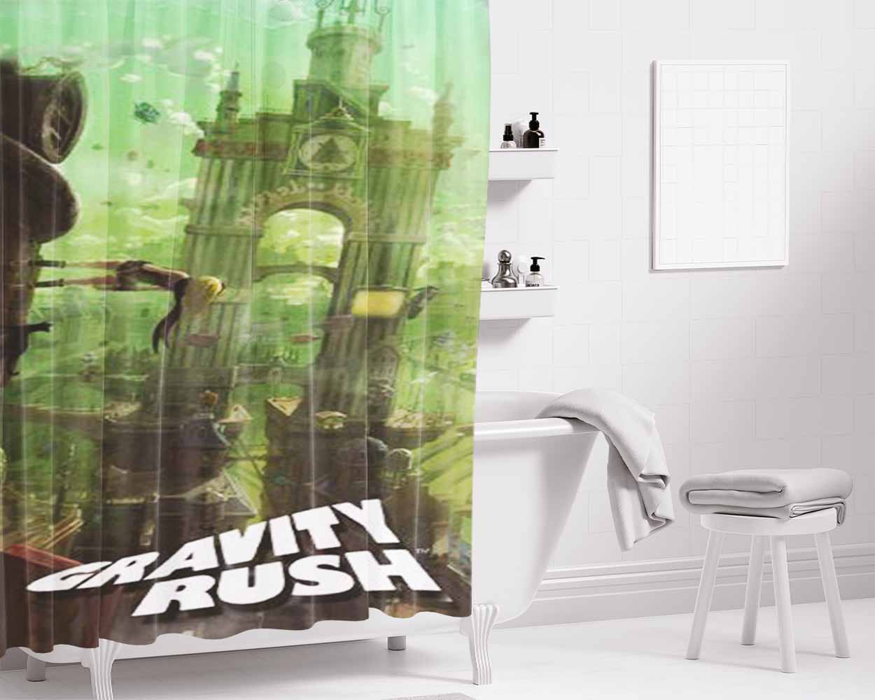 Gravity Rush Bathroom Shower Curtain Fabric Waterproof | 66 X 72 Inch