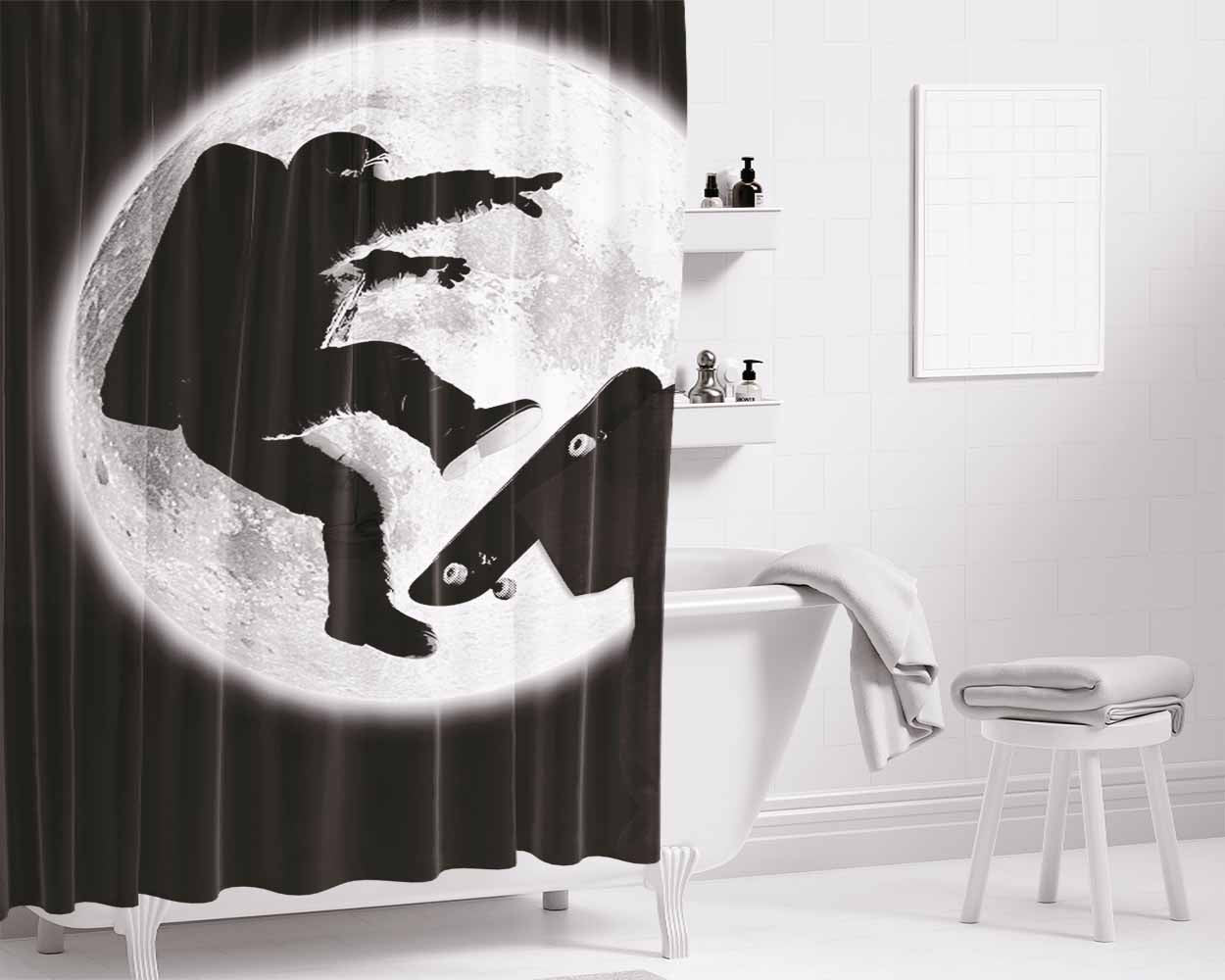 Gravity Skateboarding Bathroom Shower Curtain Fabric Waterproof | 66 X 72 Inch