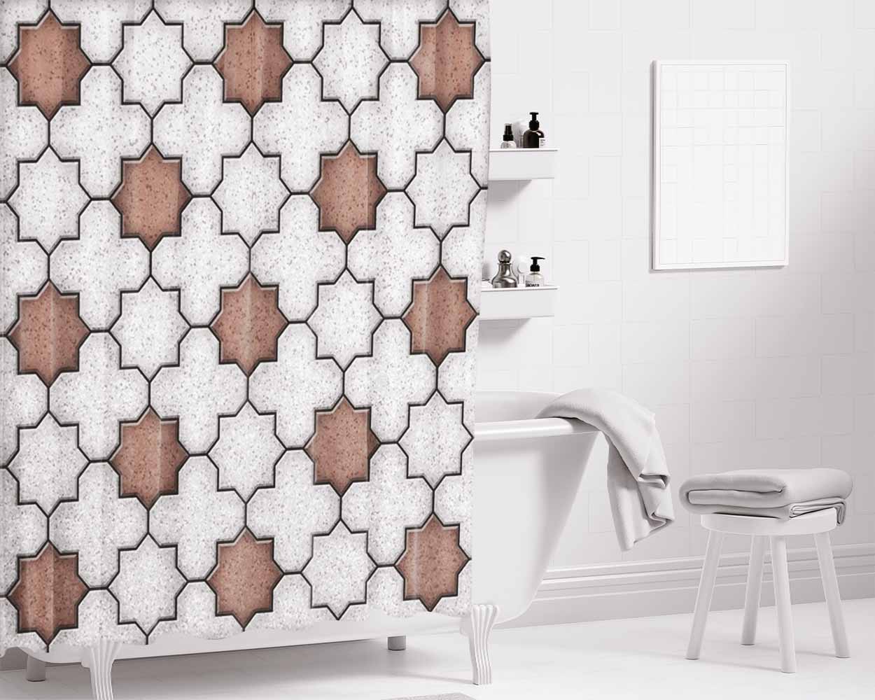 Gray Pavement Textur Bathroom Shower Curtain Fabric Waterproof | 66 X 72 Inch