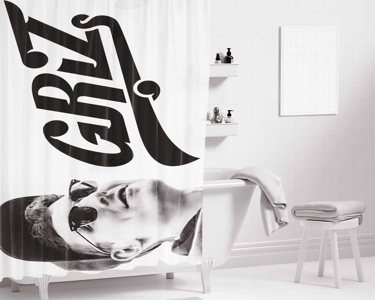 Griz Bathroom Shower Curtain Fabric Waterproof | 66 X 72 Inch