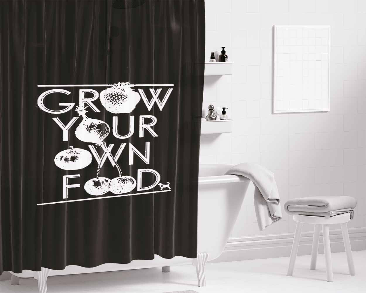 Grow Your Own Food Garden Vegetables Fruit Bathroom Shower Curtain Fabric Waterproof | 66 X 72 Inch