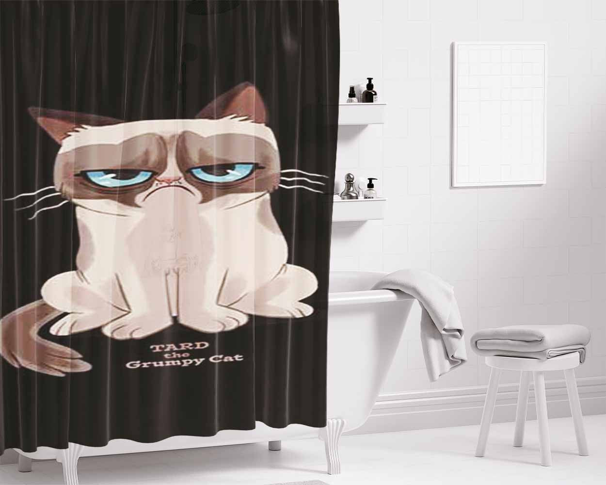 Grumpy Cat Tard Bathroom Shower Curtain Fabric Waterproof | 66 X 72 Inch