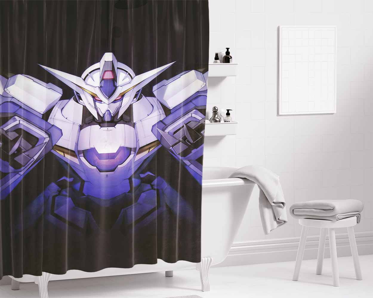 Gundam Bathroom Shower Curtain Fabric Waterproof | 66 X 72 Inch