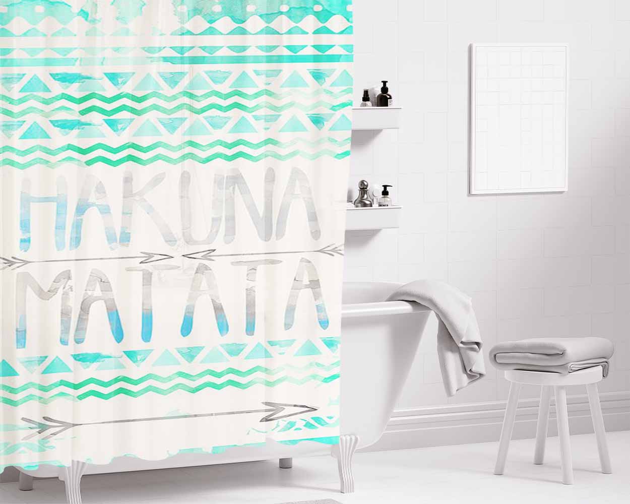Hakuna Matata Art Bathroom Shower Curtain Fabric Waterproof | 66 X 72 Inch