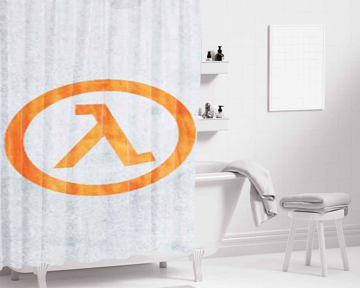 Half Life Lambda Symbol Bathroom Shower Curtain Fabric Waterproof | 66 X 72 Inch