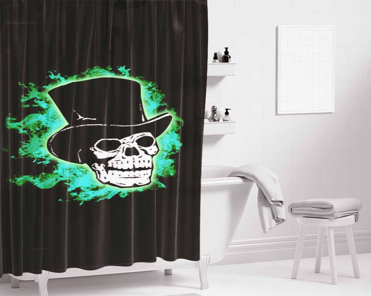 Halloween Haunting Skull Bathroom Shower Curtain Fabric Waterproof | 66 X 72 Inch