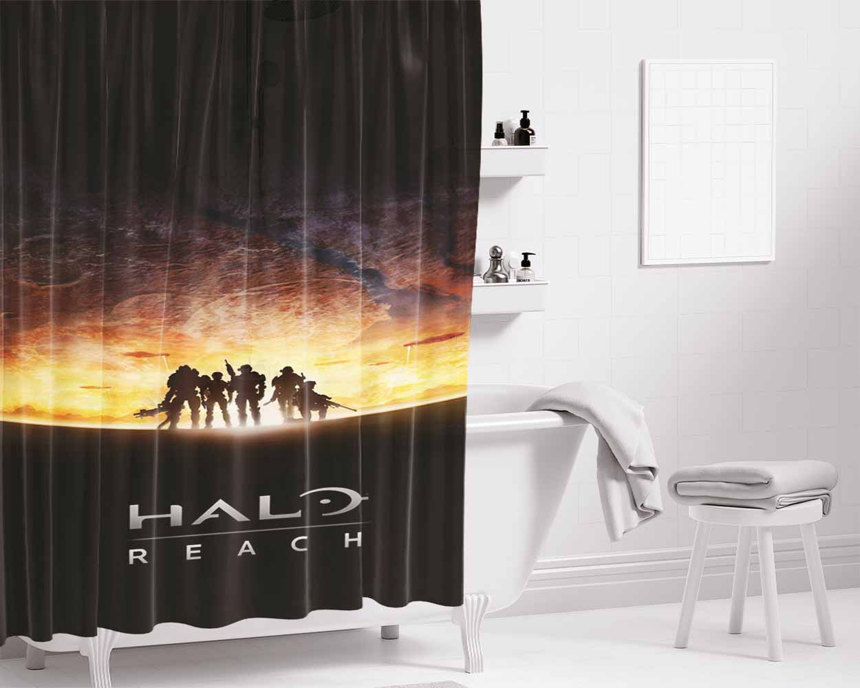 Halo Reach Bathroom Shower Curtain Fabric Waterproof | 66 X 72 Inch