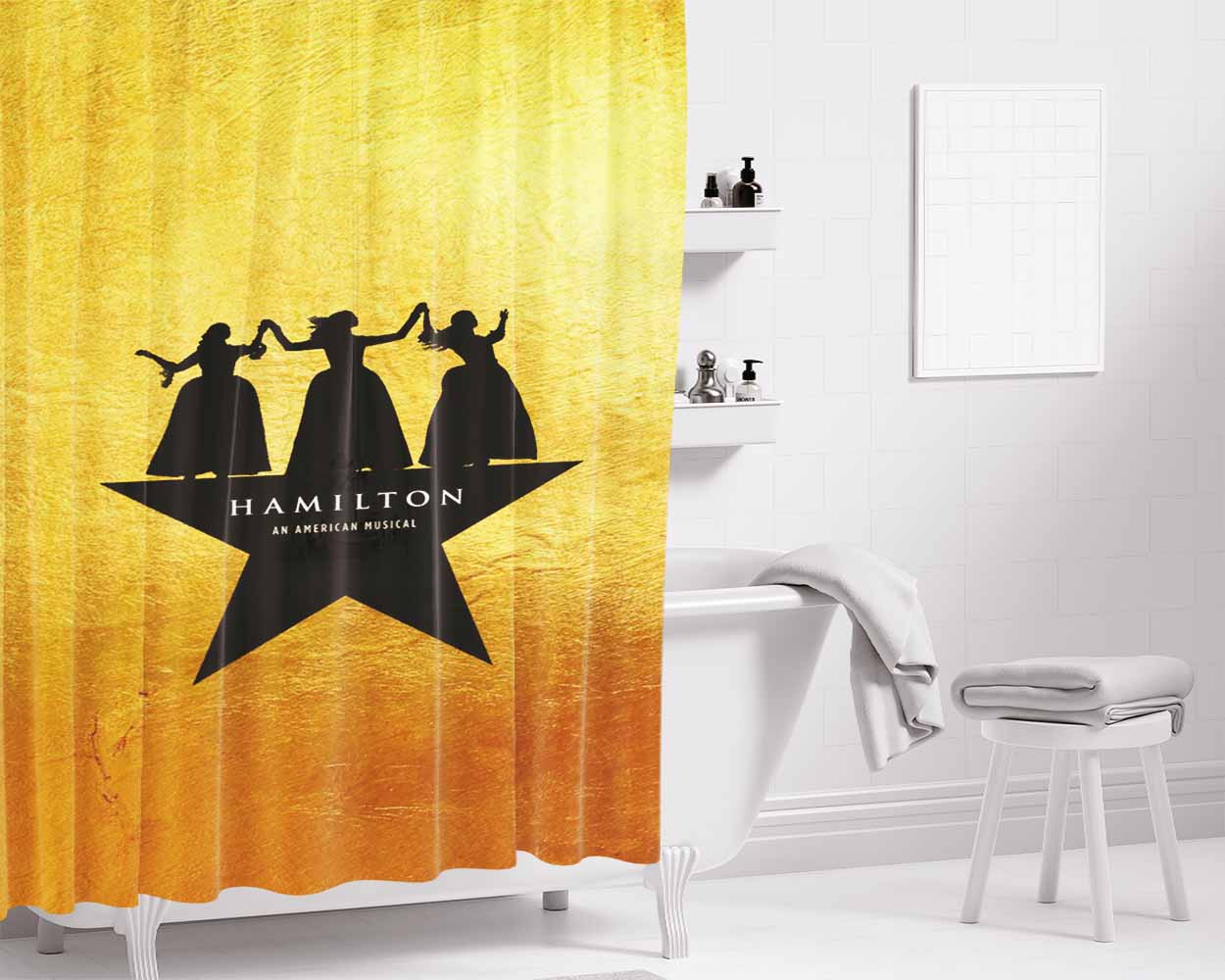 Hamilton Schuyler Sisters Bathroom Shower Curtain Fabric Waterproof | 66 X 72 Inch