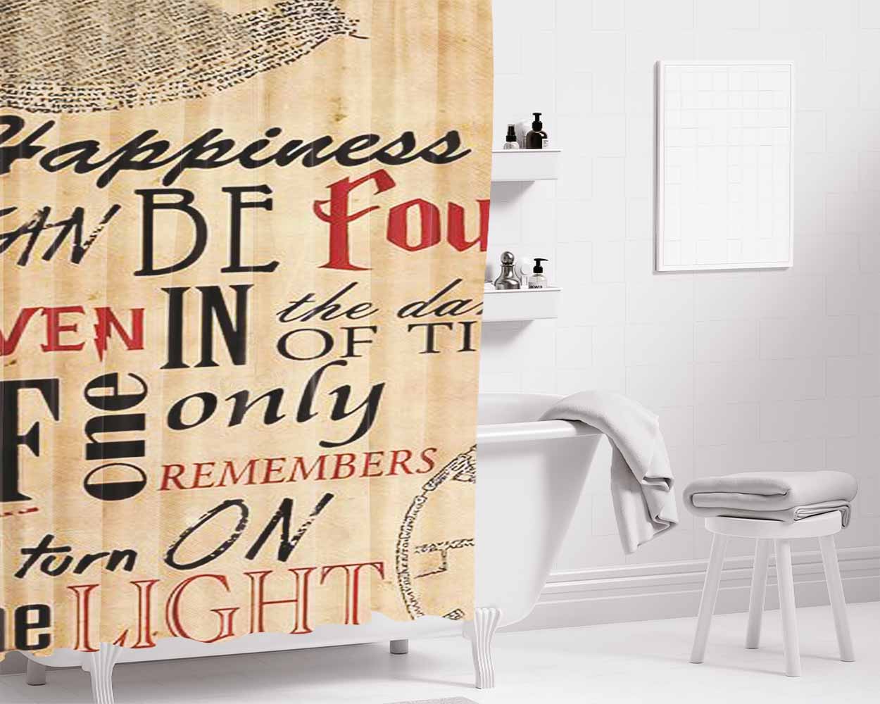 Happiness Can Be Found In The Darkest Bathroom Shower Curtain Fabric Waterproof | 66 X 72 Inch
