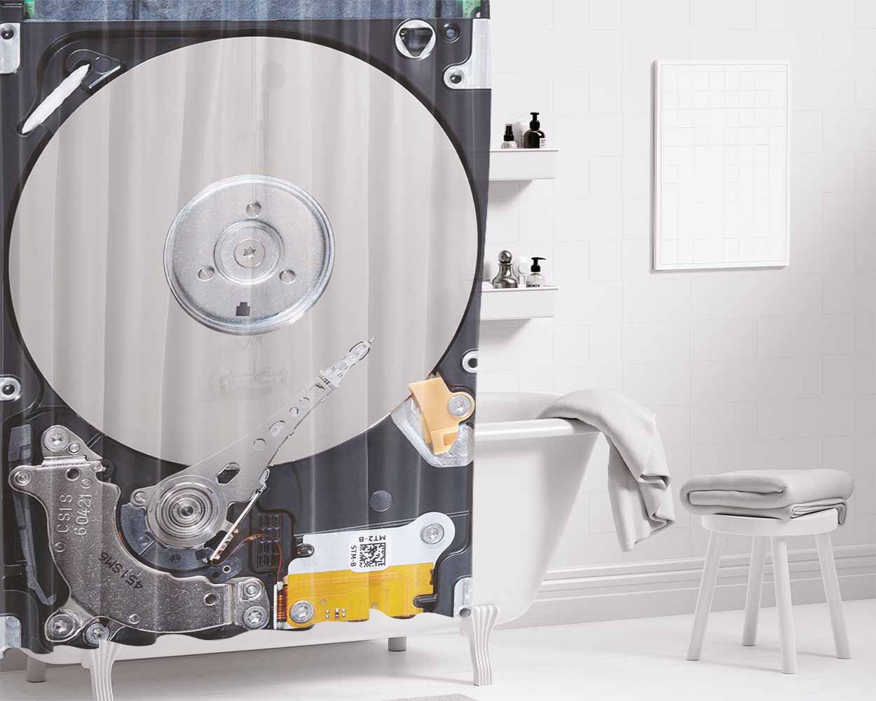 Hard Drive Without Casing Bathroom Shower Curtain Fabric Waterproof | 66 X 72 Inch