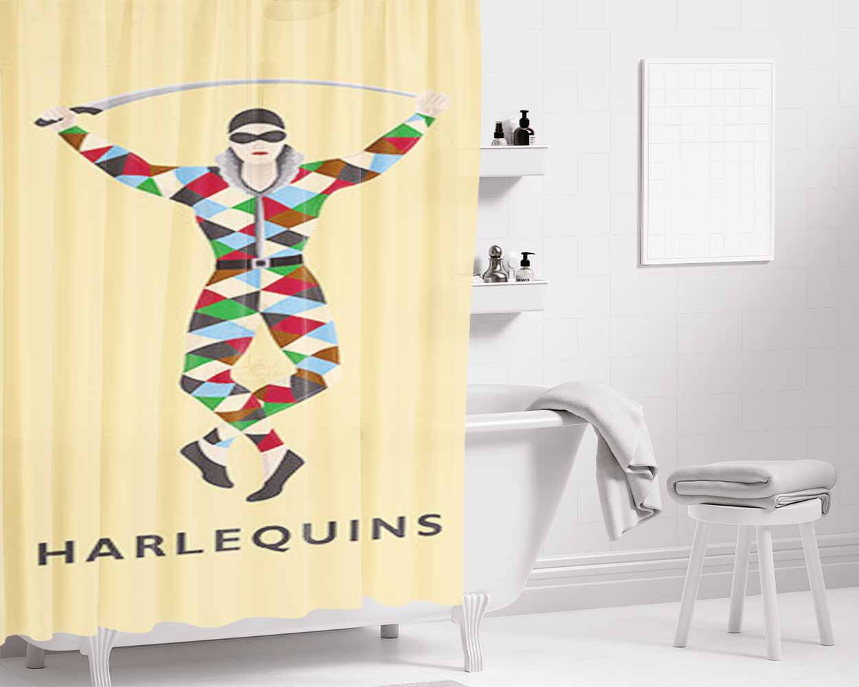 Harlequins Logo Bathroom Shower Curtain Fabric Waterproof | 66 X 72 Inch