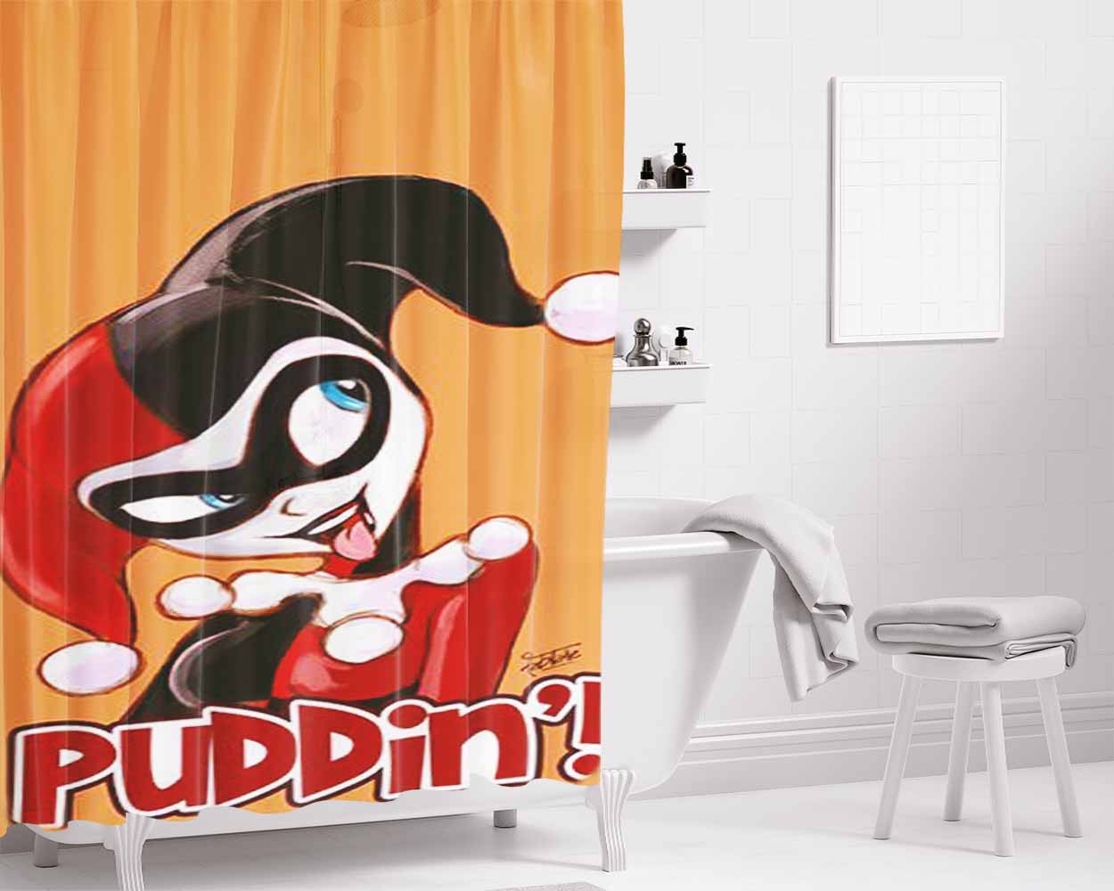 Harley Sketch Bathroom Shower Curtain Fabric Waterproof | 66 X 72 Inch