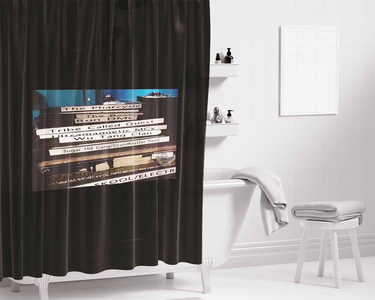 Hip Hop Rap Culture 90S Mash Up Wu Tang Nas Gang Starr Bathroom Shower Curtain Fabric Waterproof | 66 X 72 Inch