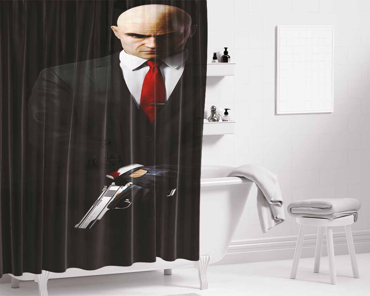 Hitman- Bathroom Shower Curtain Fabric Waterproof | 66 X 72 Inch