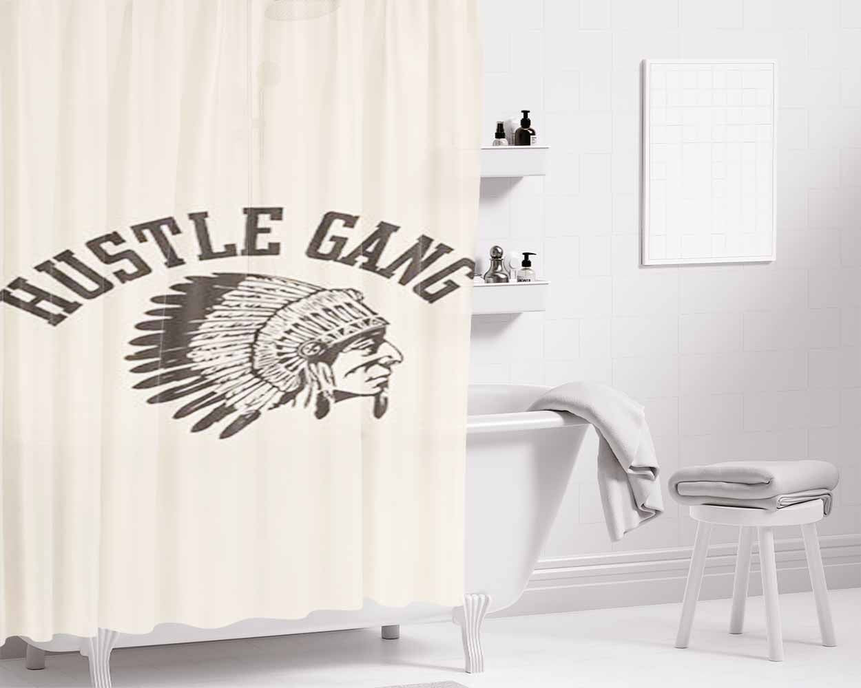Hustle Gang Vintage Bathroom Shower Curtain Fabric Waterproof | 66 X 72 Inch