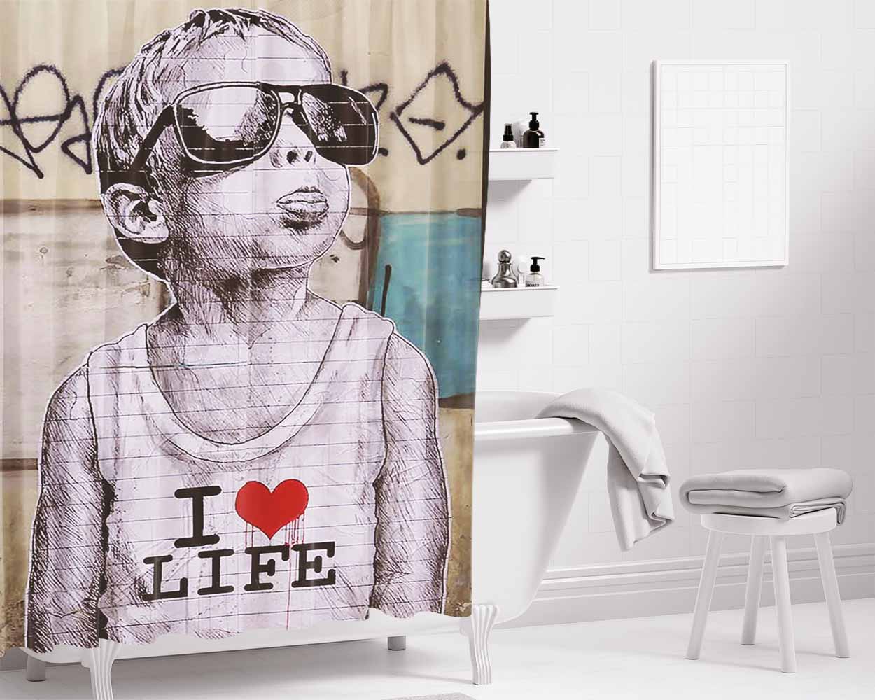I Like Bands More Than I Like You Bathroom Shower Curtain Fabric Waterproof | 66 X 72 Inch