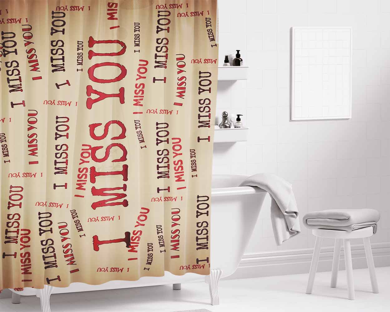 I Love Life Boy Tongue Ml Bathroom Shower Curtain Fabric Waterproof | 66 X 72 Inch