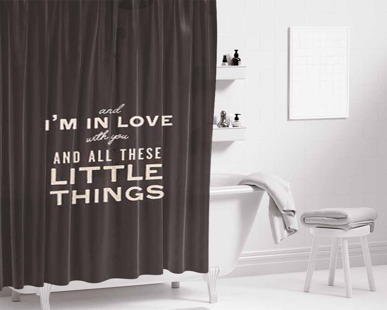 In Love With All The Little Things Bathroom Shower Curtain Fabric Waterproof | 66 X 72 Inch
