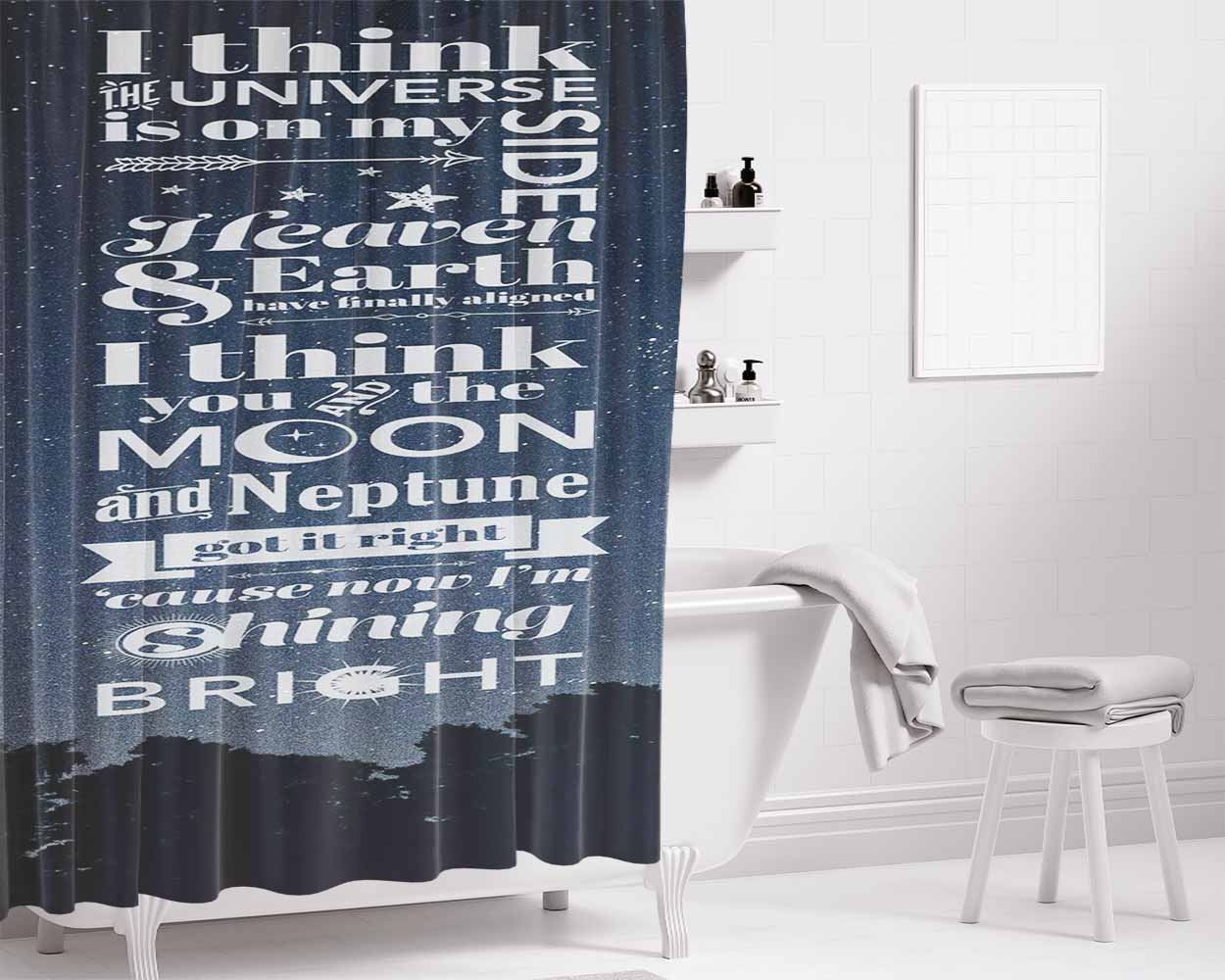 Inspiring Shining Bright Bathroom Shower Curtain Fabric Waterproof | 66 X 72 Inch