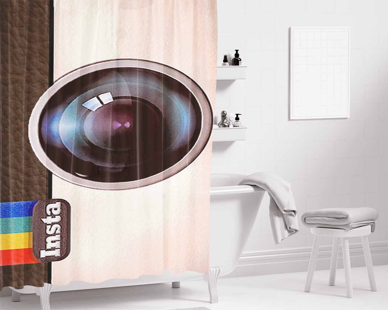 Instagram Bathroom Shower Curtain Fabric Waterproof | 66 X 72 Inch