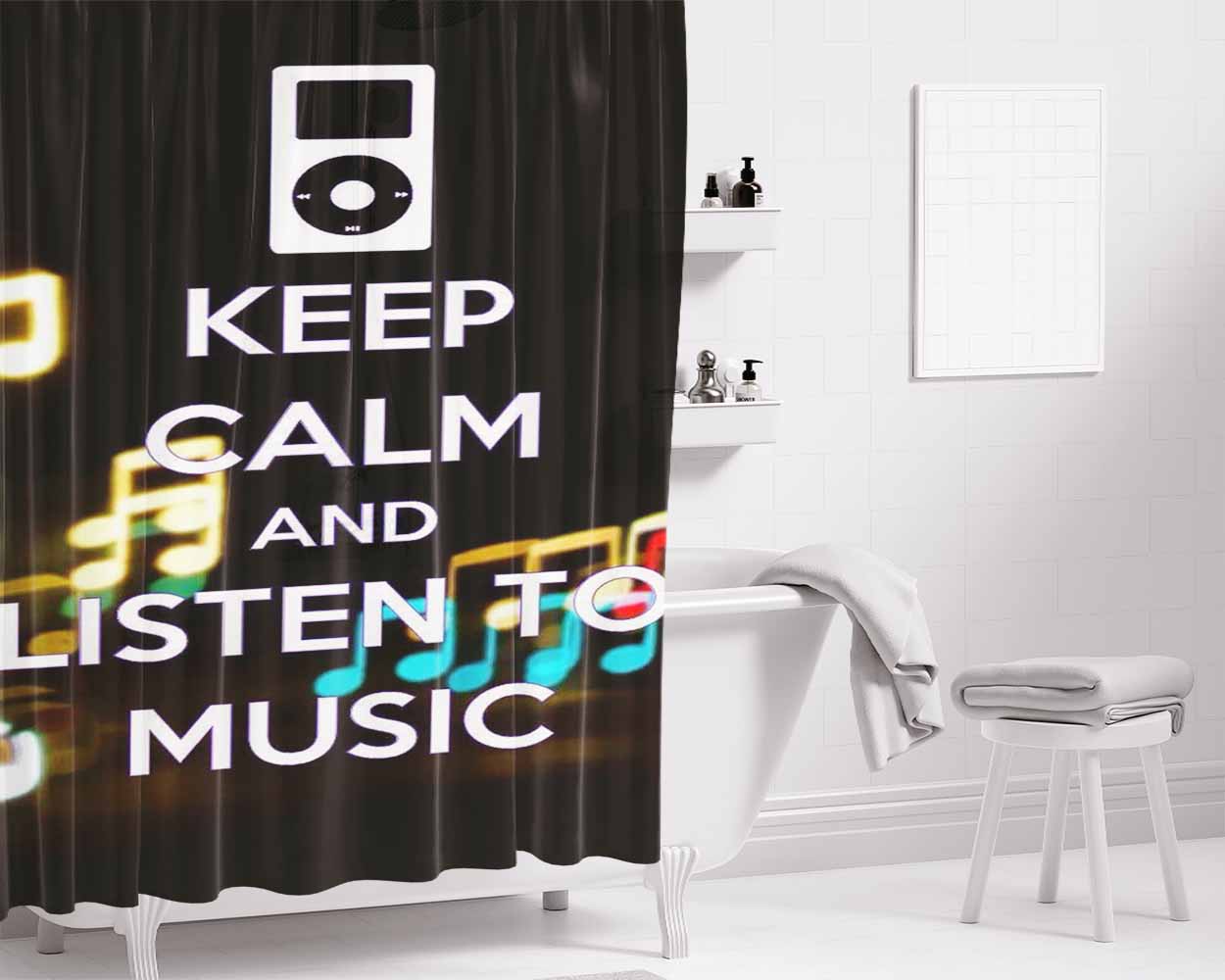 Ipod Losten To Music Bathroom Shower Curtain Fabric Waterproof | 66 X 72 Inch