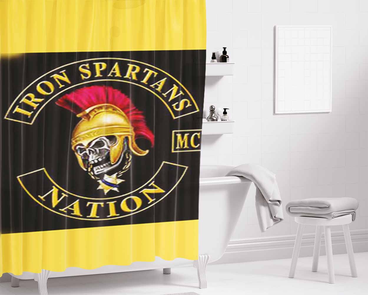 Iron Spartans Nation Bathroom Shower Curtain Fabric Waterproof | 66 X 72 Inch